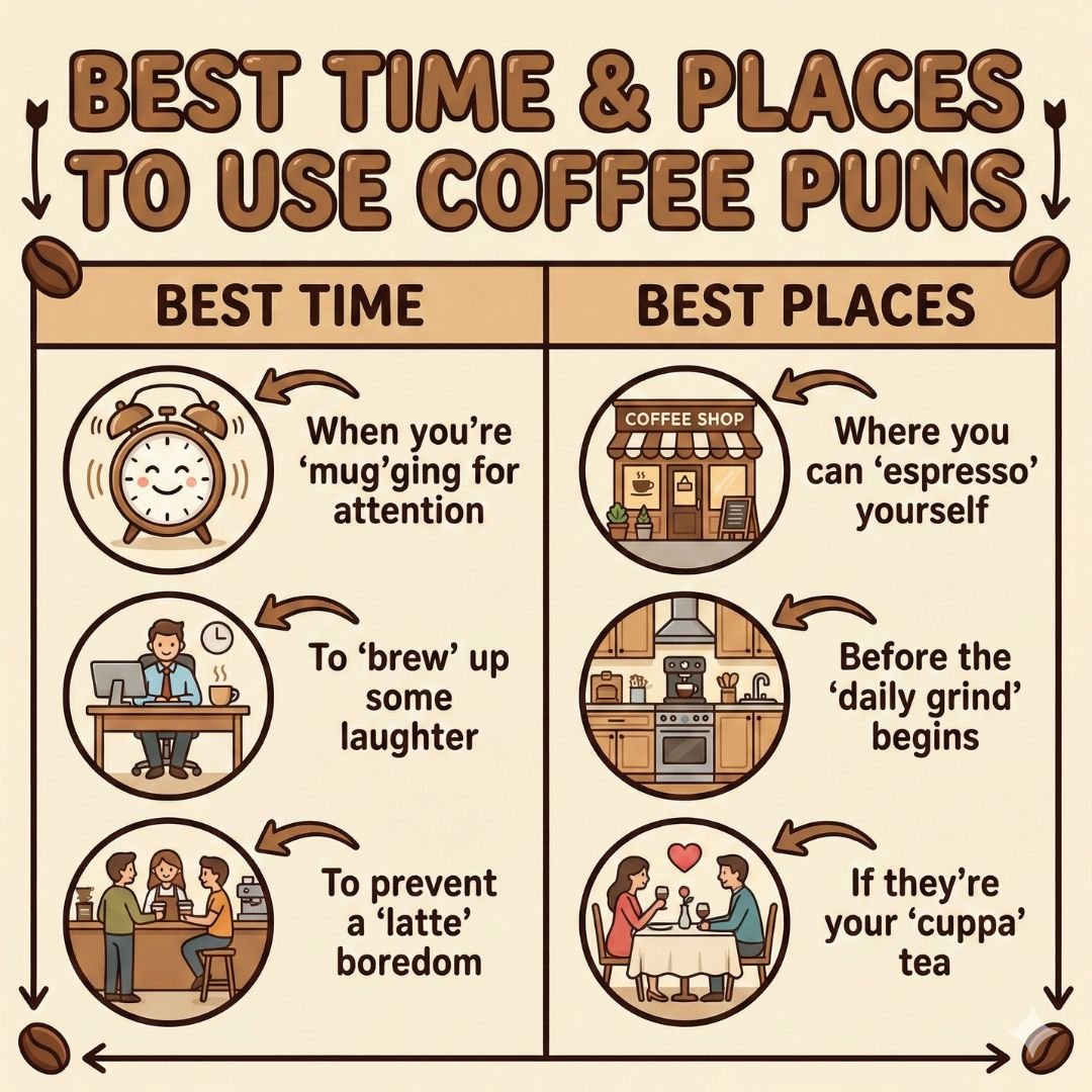 Best Time and Places to Use Coffee Puns